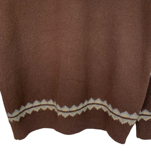GAP Mens Sz S Fair Isle Nordic Crew Neck Brown Blue Wool Blend Sweater - Picture 6 of 8